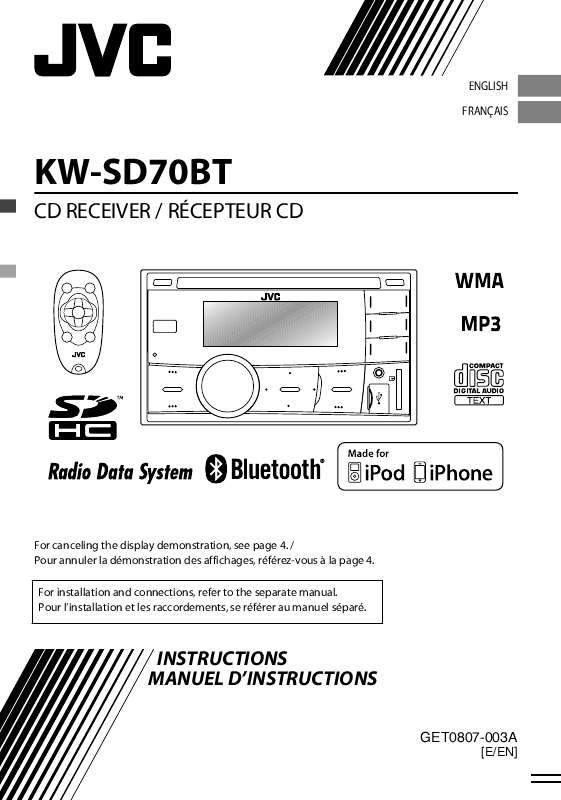 Guide utilisation JVC KW-SD70BT  de la marque JVC