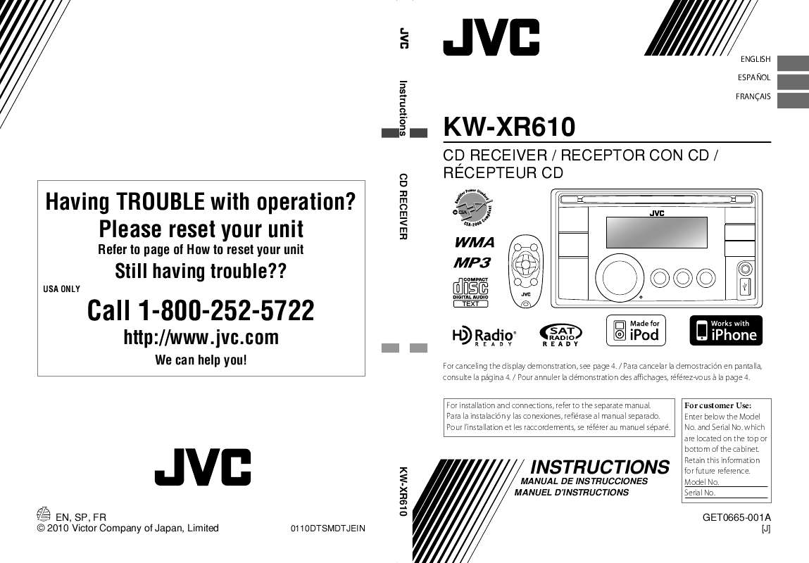 Guide utilisation JVC KW-XR610  de la marque JVC
