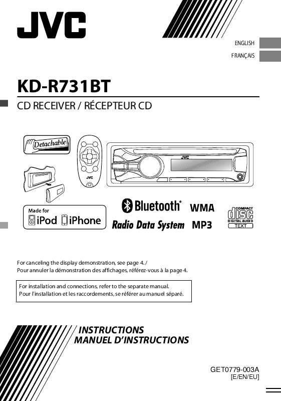 Guide utilisation JVC KD-R731BTE  de la marque JVC
