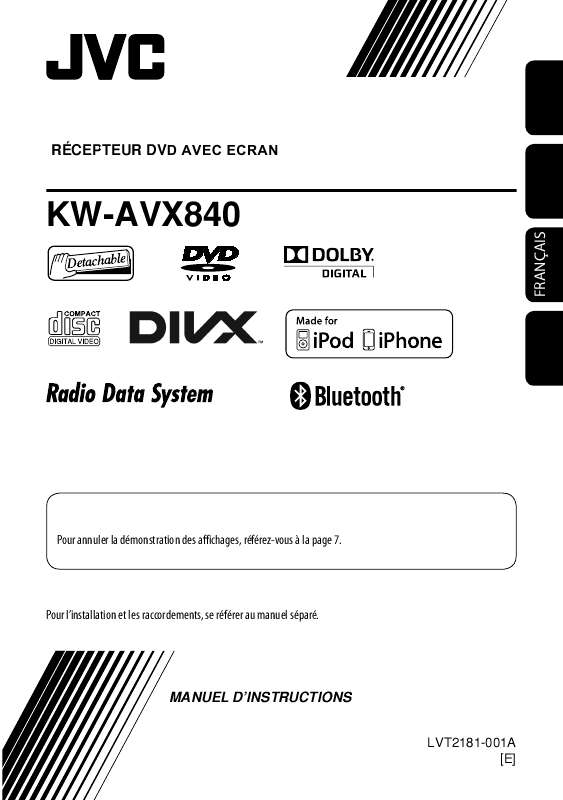 Guide utilisation JVC KW-AVX840E  de la marque JVC
