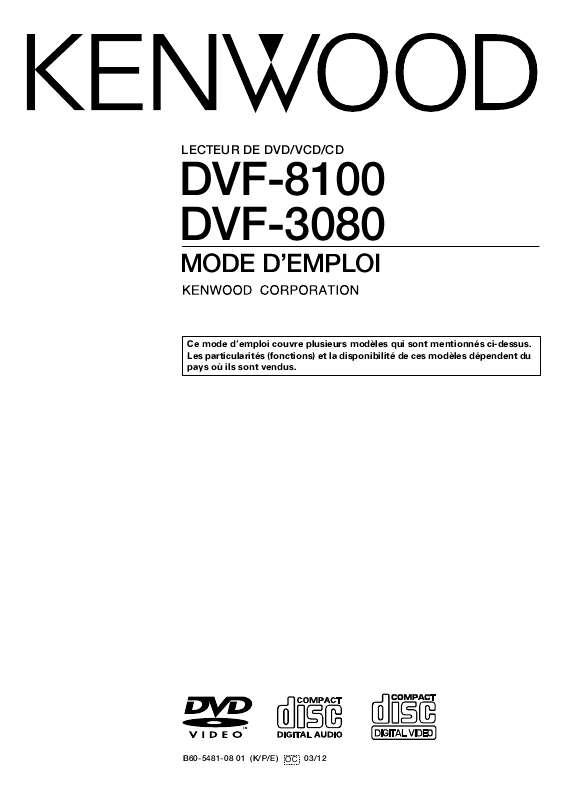 Guide utilisation KENWOOD DVF-3080  de la marque KENWOOD