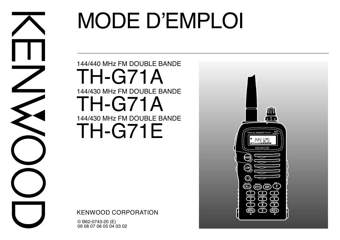 Guide utilisation KENWOOD TH-G71A  de la marque KENWOOD