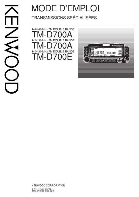 Guide utilisation KENWOOD TM-D700A  de la marque KENWOOD