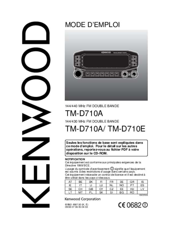 Guide utilisation KENWOOD TM-D710E  de la marque KENWOOD