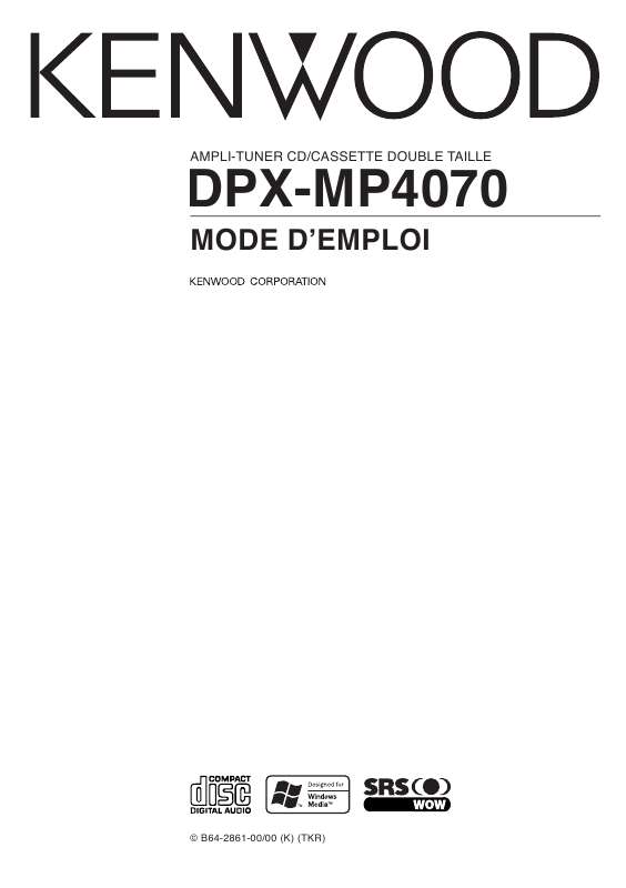 Guide utilisation KENWOOD DPX-MP4070  de la marque KENWOOD