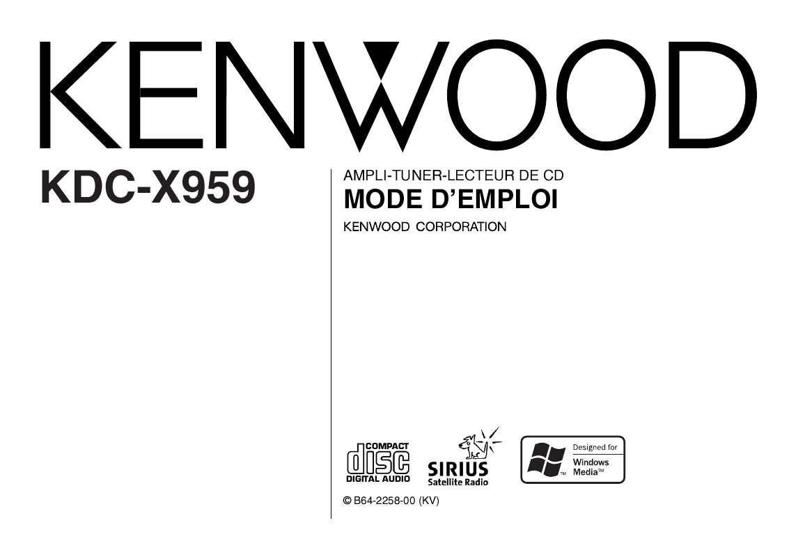 Guide utilisation KENWOOD KDC-X959  de la marque KENWOOD