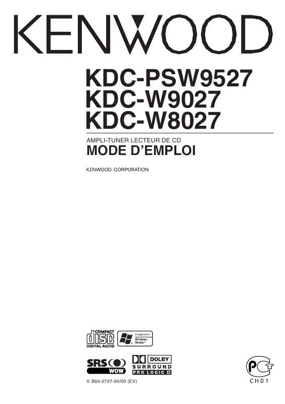 Guide utilisation KENWOOD KDC-PSW9527  de la marque KENWOOD