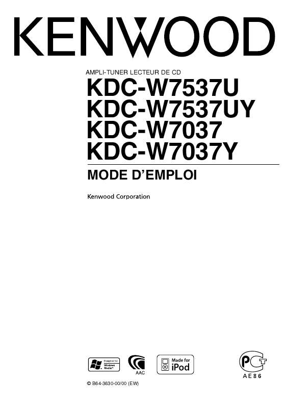 Guide utilisation KENWOOD KDC-W7537U  de la marque KENWOOD