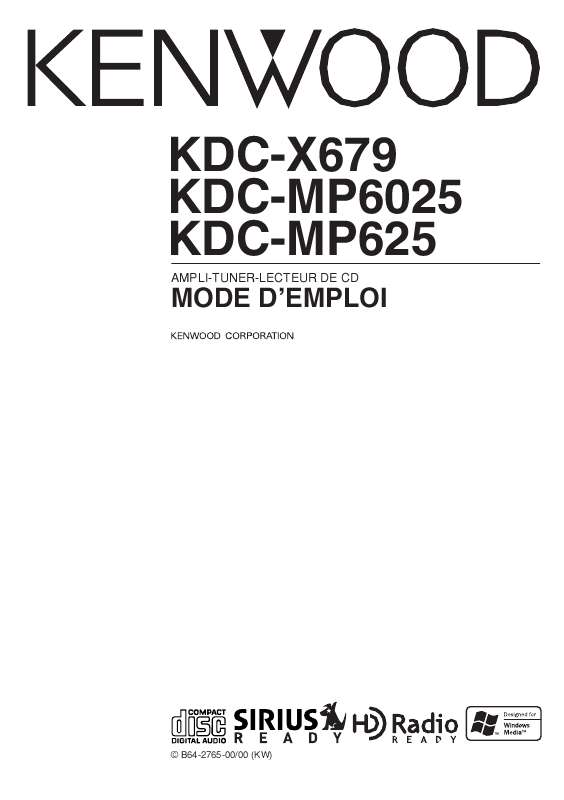 Guide utilisation KENWOOD KDC-X679  de la marque KENWOOD