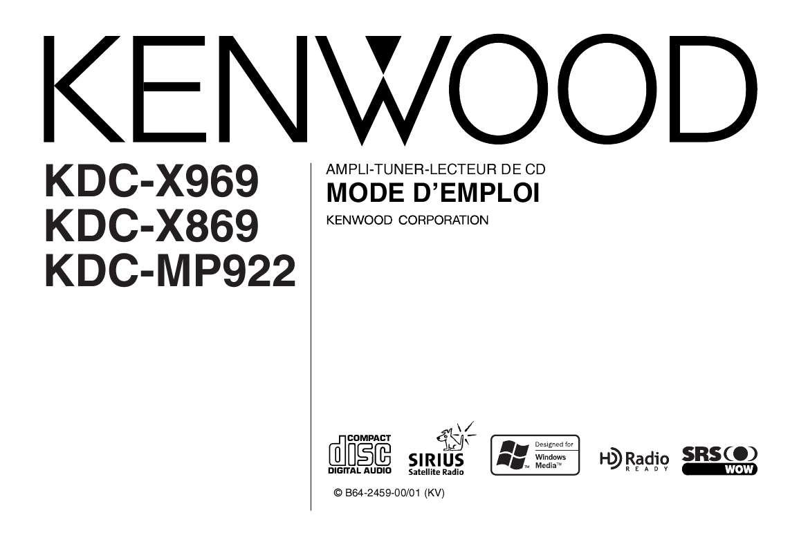 Guide utilisation KENWOOD KDC-X969  de la marque KENWOOD