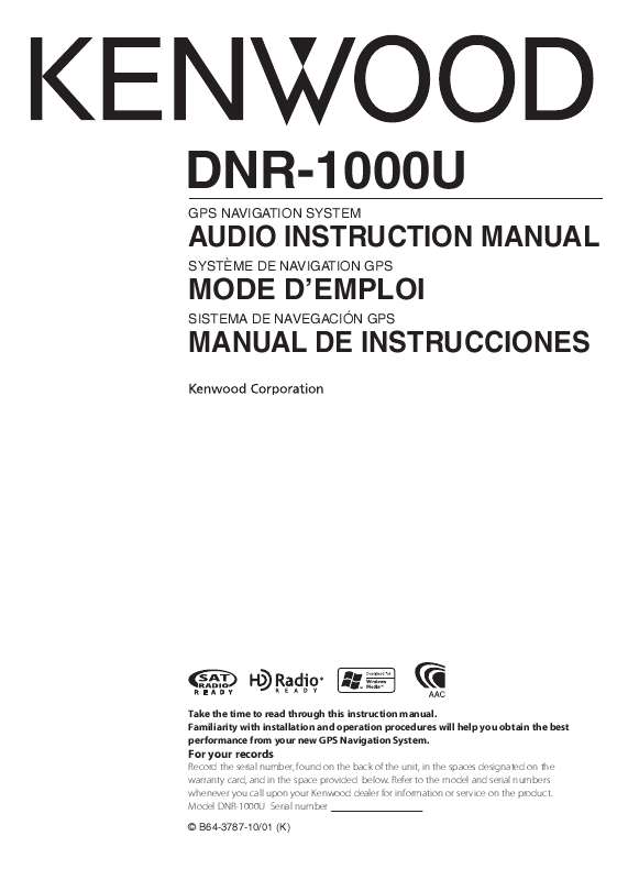 Guide utilisation KENWOOD DNR-1000U  de la marque KENWOOD