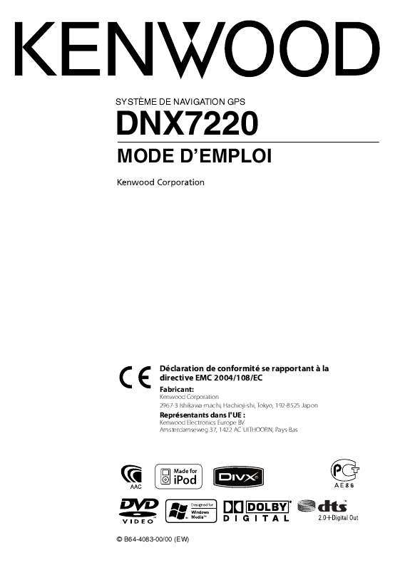 Guide utilisation KENWOOD DNX7220  de la marque KENWOOD