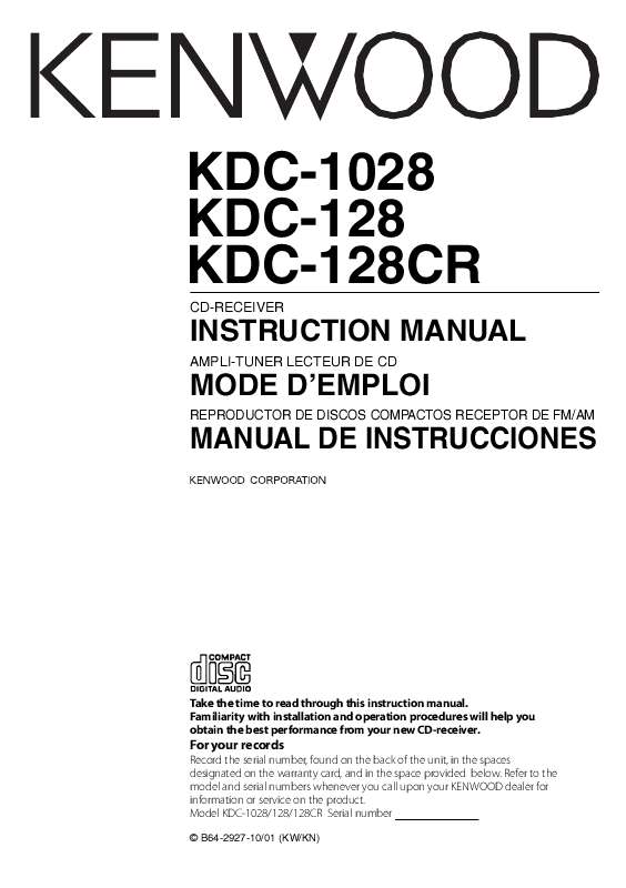 Guide utilisation KENWOOD KDC-1028  de la marque KENWOOD