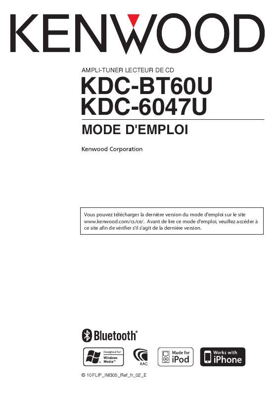 Guide utilisation KENWOOD KDC-BT60U  de la marque KENWOOD