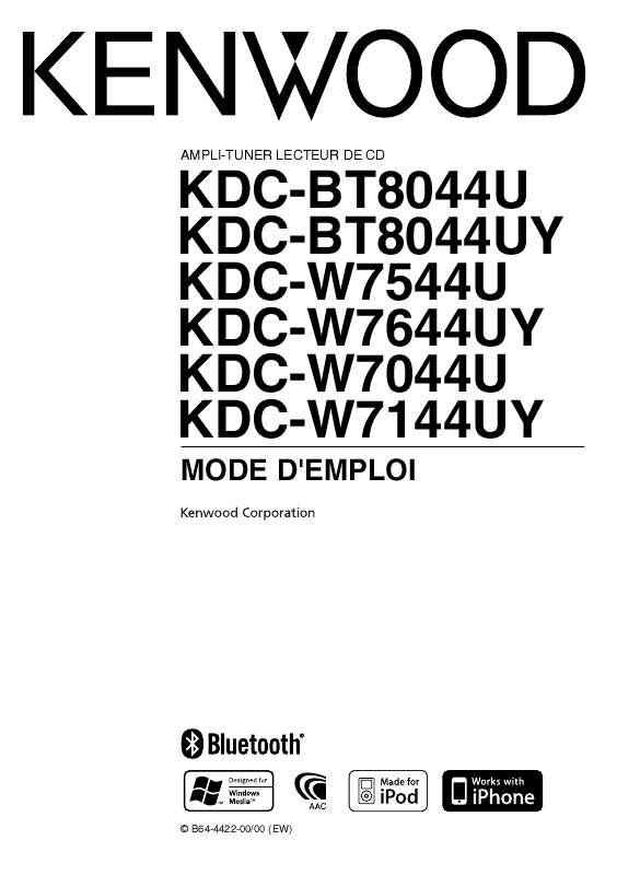 Guide utilisation KENWOOD KDC-BT8044U  de la marque KENWOOD