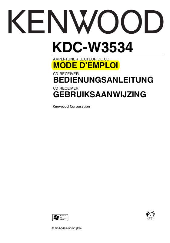 Guide utilisation KENWOOD KDC-W3534A  de la marque KENWOOD