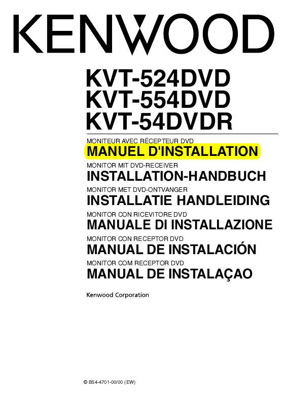 Guide utilisation KENWOOD KVT-524DVD  de la marque KENWOOD
