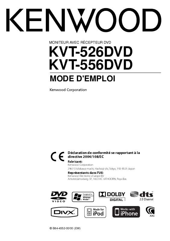 Guide utilisation KENWOOD KVT-526DVD  de la marque KENWOOD
