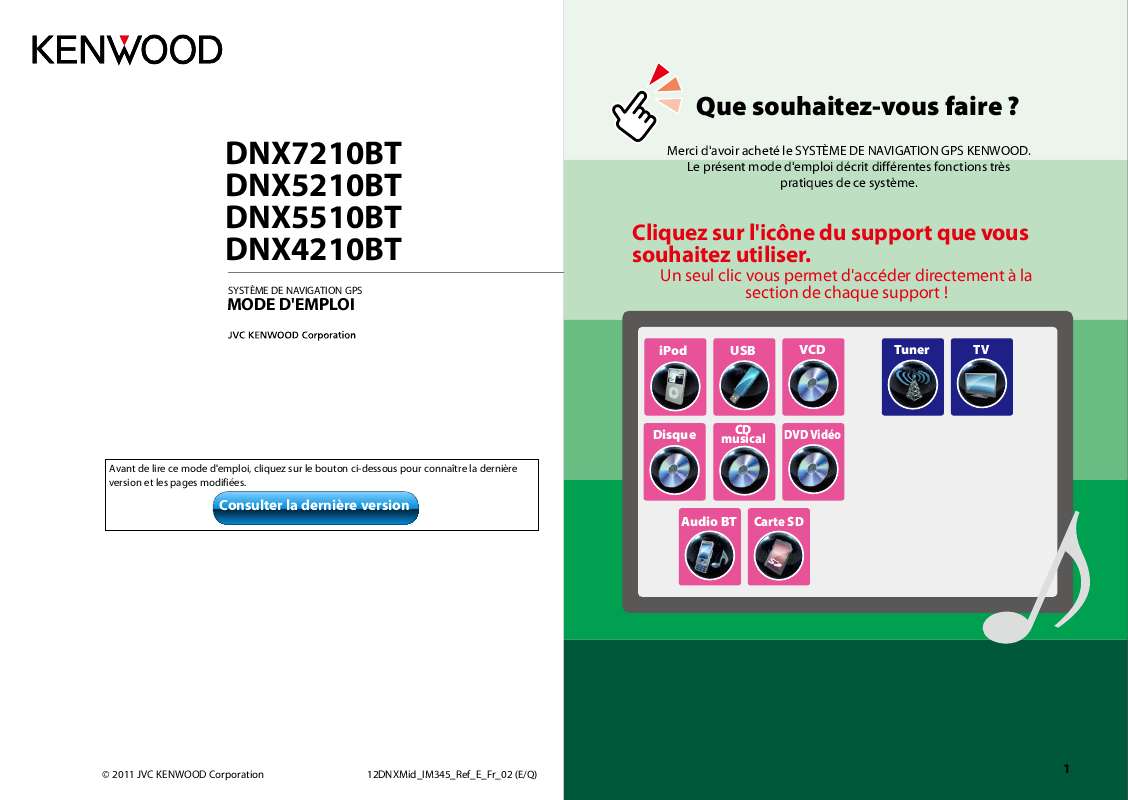 Guide utilisation KENWOOD DNX4210BT  de la marque KENWOOD