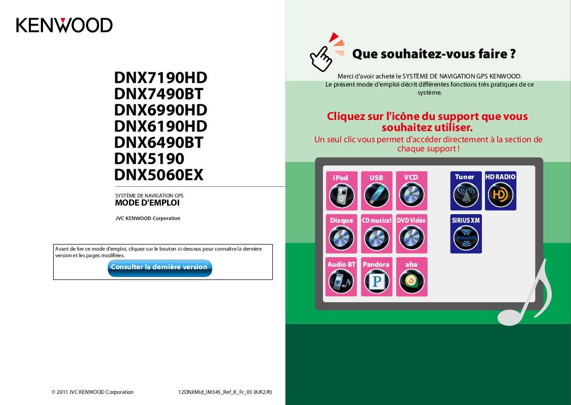 Guide utilisation KENWOOD DNX5060EX  de la marque KENWOOD