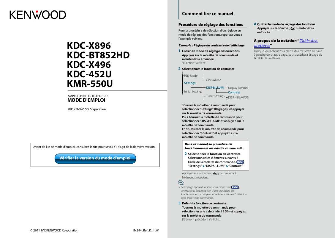 Guide utilisation KENWOOD KDC-452U  de la marque KENWOOD