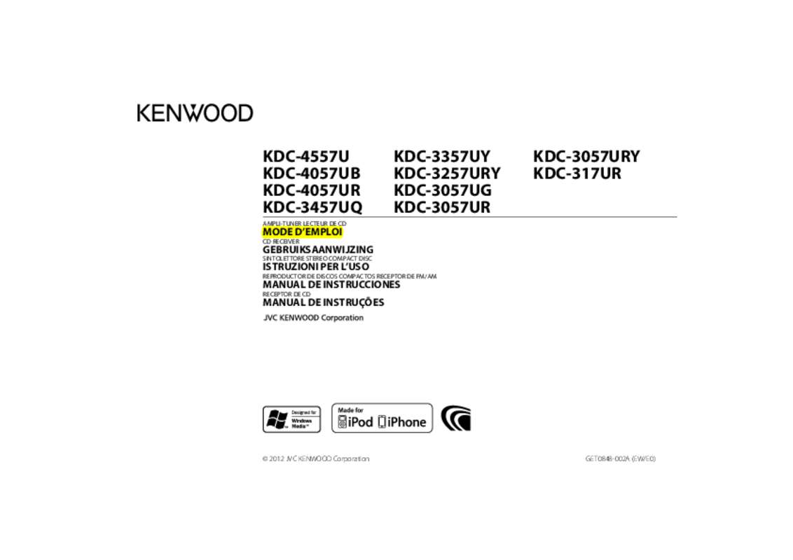 Guide utilisation KENWOOD KDC-3057UR  de la marque KENWOOD