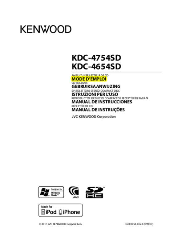 Guide utilisation KENWOOD KDC-4754SD  de la marque KENWOOD