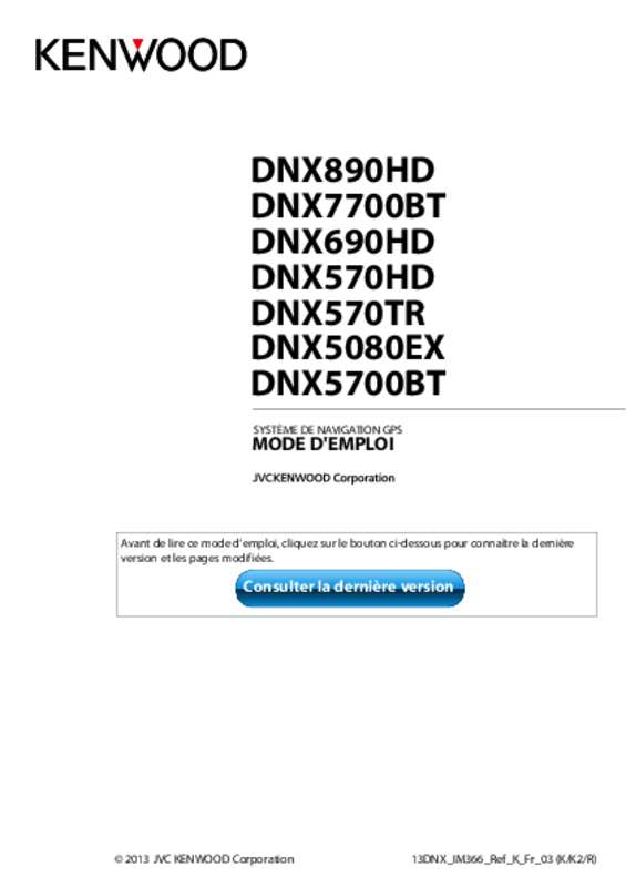 Guide utilisation KENWOOD DNX7700BT  de la marque KENWOOD