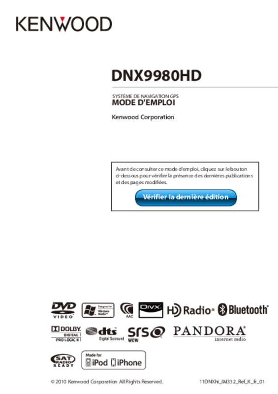 Guide utilisation KENWOOD DNX9980HD  de la marque KENWOOD