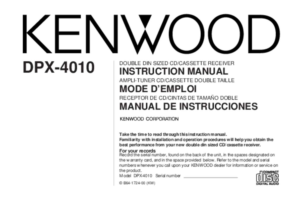 Guide utilisation KENWOOD DPX-4010  de la marque KENWOOD