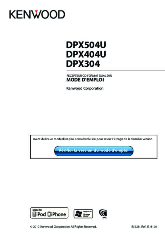 Guide utilisation KENWOOD DPX304  de la marque KENWOOD