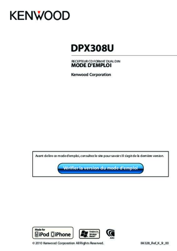 Guide utilisation KENWOOD DPX308U  de la marque KENWOOD