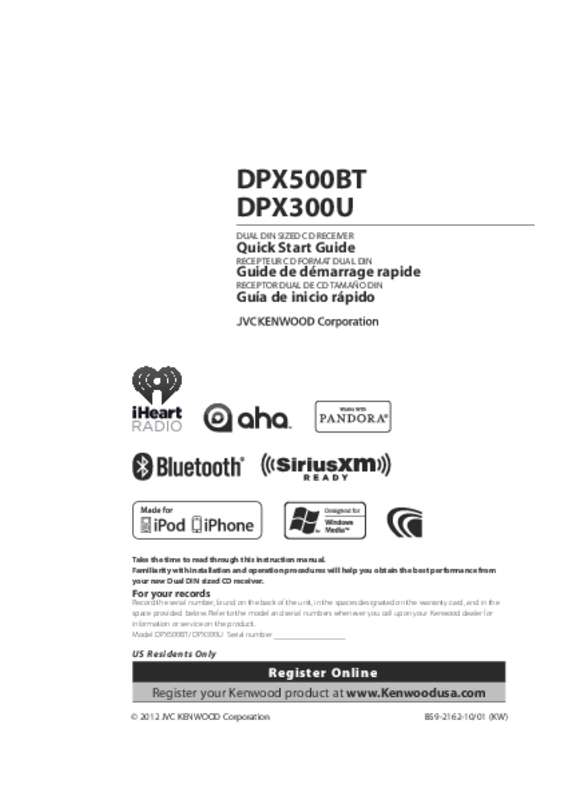 Guide utilisation KENWOOD DPX500BT  de la marque KENWOOD