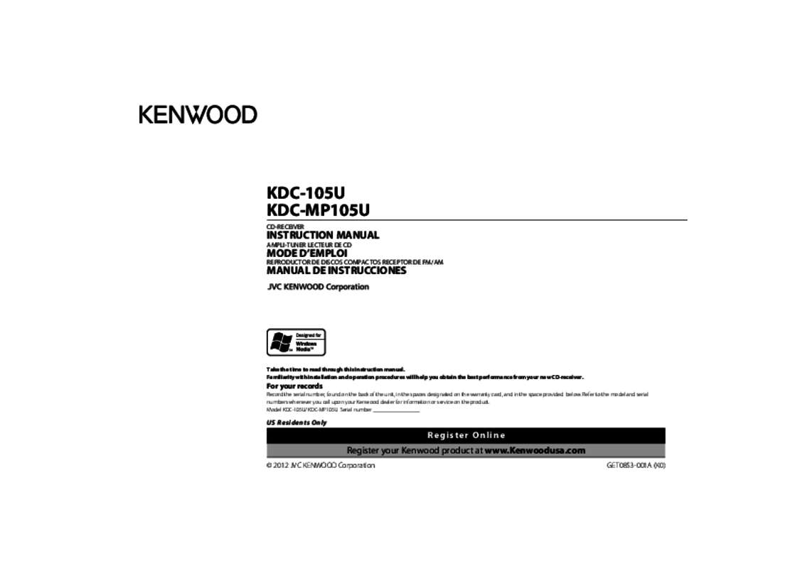 Guide utilisation KENWOOD KDC-105U  de la marque KENWOOD
