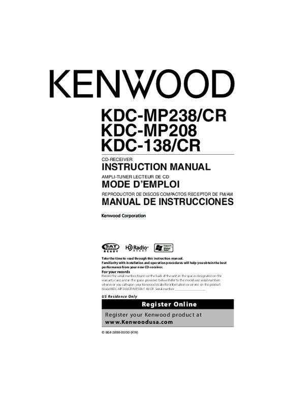 Guide utilisation KENWOOD KDC-138/CR  de la marque KENWOOD