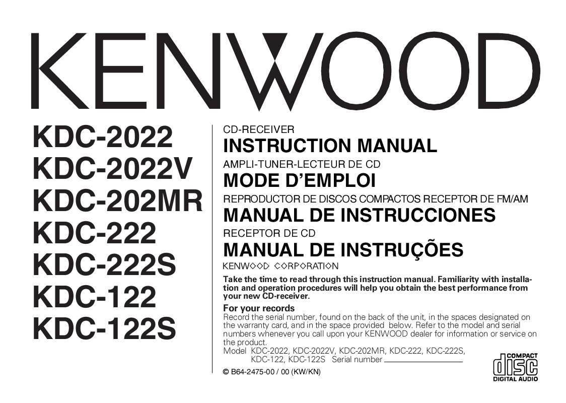 Guide utilisation KENWOOD KDC-2022V  de la marque KENWOOD