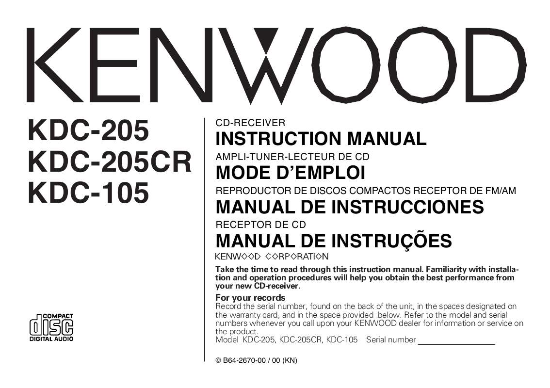 Guide utilisation KENWOOD KDC-205  de la marque KENWOOD
