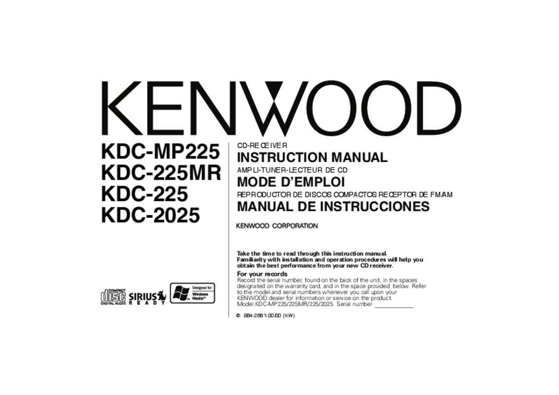 Guide utilisation KENWOOD KDC-225MR  de la marque KENWOOD