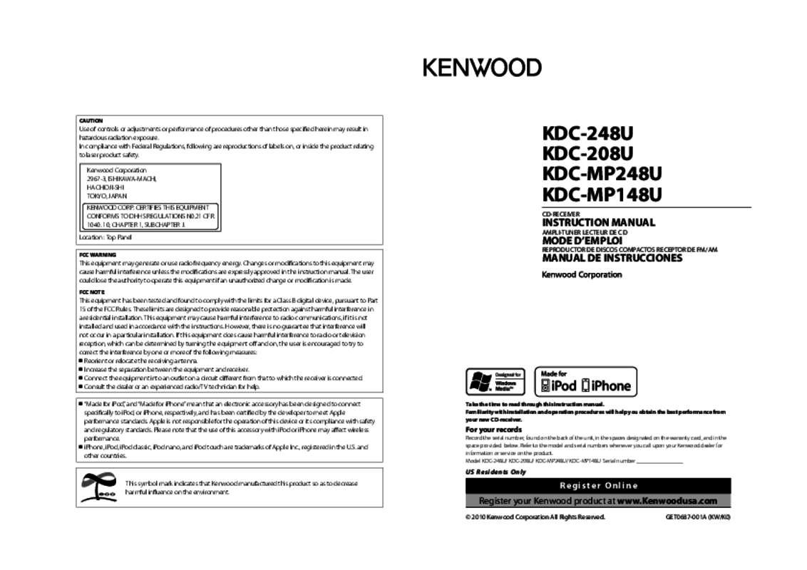 Guide utilisation KENWOOD KDC-248U  de la marque KENWOOD