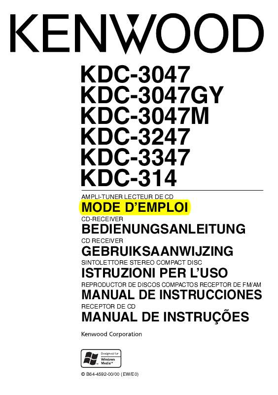 Guide utilisation KENWOOD KDC-3047  de la marque KENWOOD
