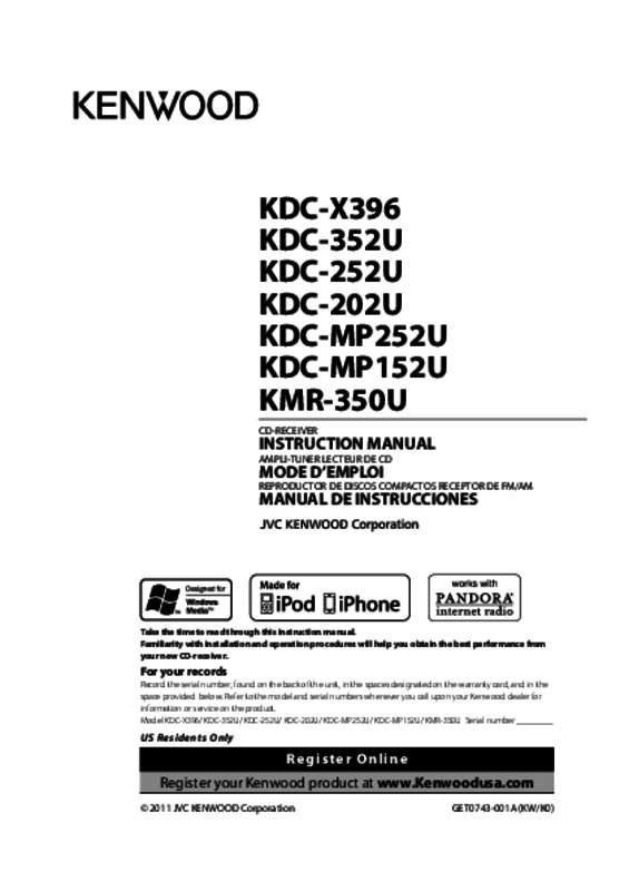 Guide utilisation KENWOOD KDC-352U  de la marque KENWOOD