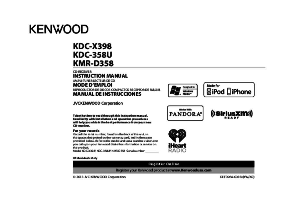 Guide utilisation KENWOOD KDC-358U  de la marque KENWOOD