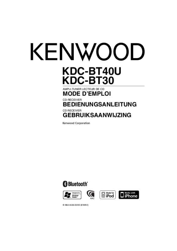 Guide utilisation KENWOOD KDC-BT40U  de la marque KENWOOD