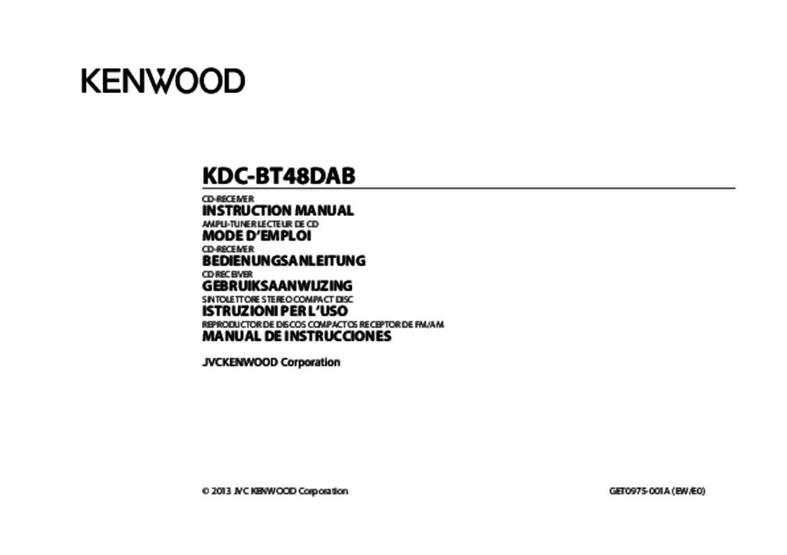 Guide utilisation KENWOOD KDC-BT48DAB  de la marque KENWOOD
