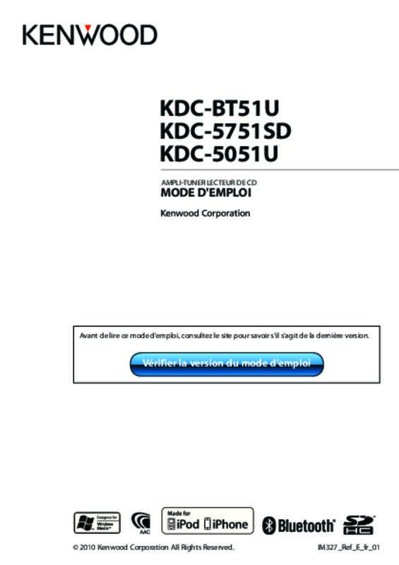 Guide utilisation KENWOOD KDC-BT51U  de la marque KENWOOD