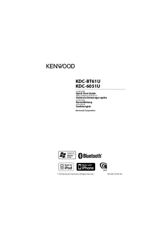Guide utilisation KENWOOD KDC-BT61U  de la marque KENWOOD
