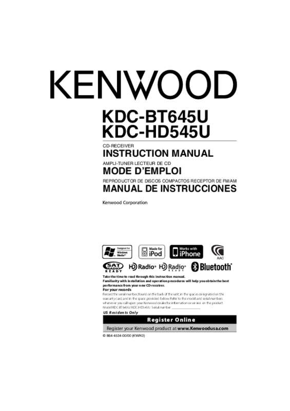 Guide utilisation KENWOOD KDC-BT645  de la marque KENWOOD