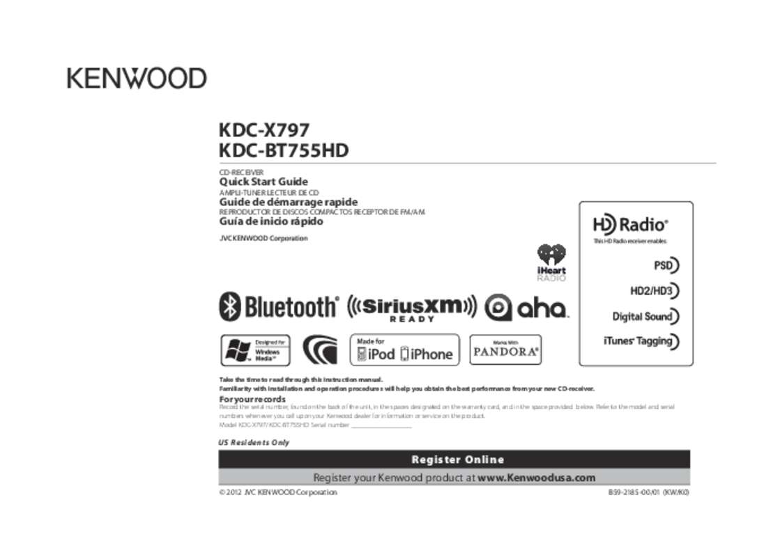 Guide utilisation KENWOOD KDC-BT755HD  de la marque KENWOOD