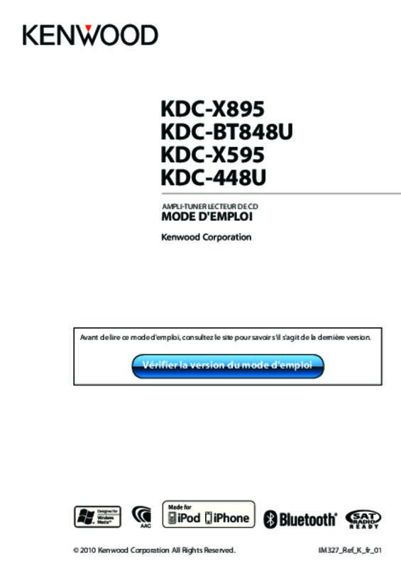 Guide utilisation KENWOOD KDC-BT848U  de la marque KENWOOD