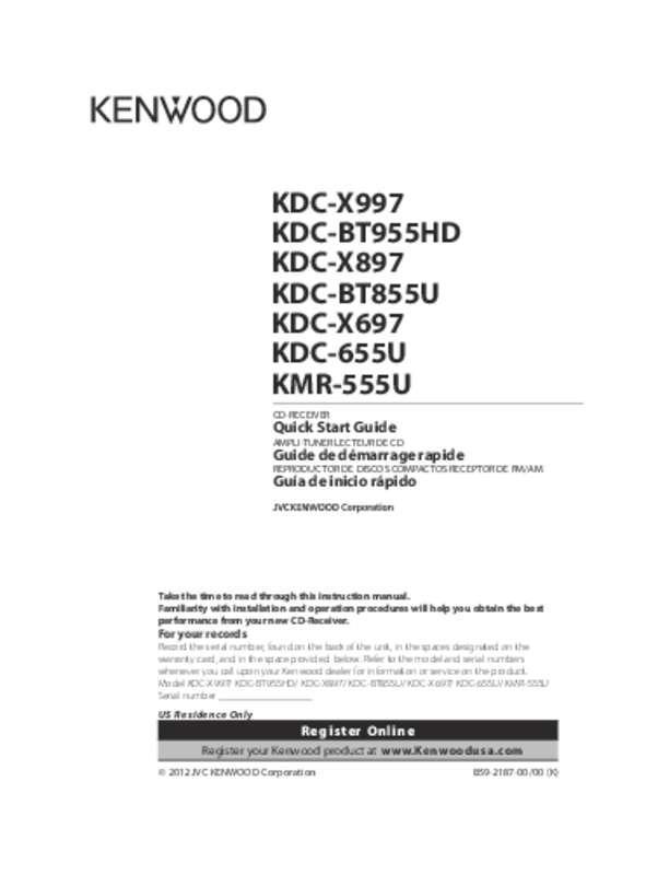 Guide utilisation KENWOOD KDC-BT855U  de la marque KENWOOD
